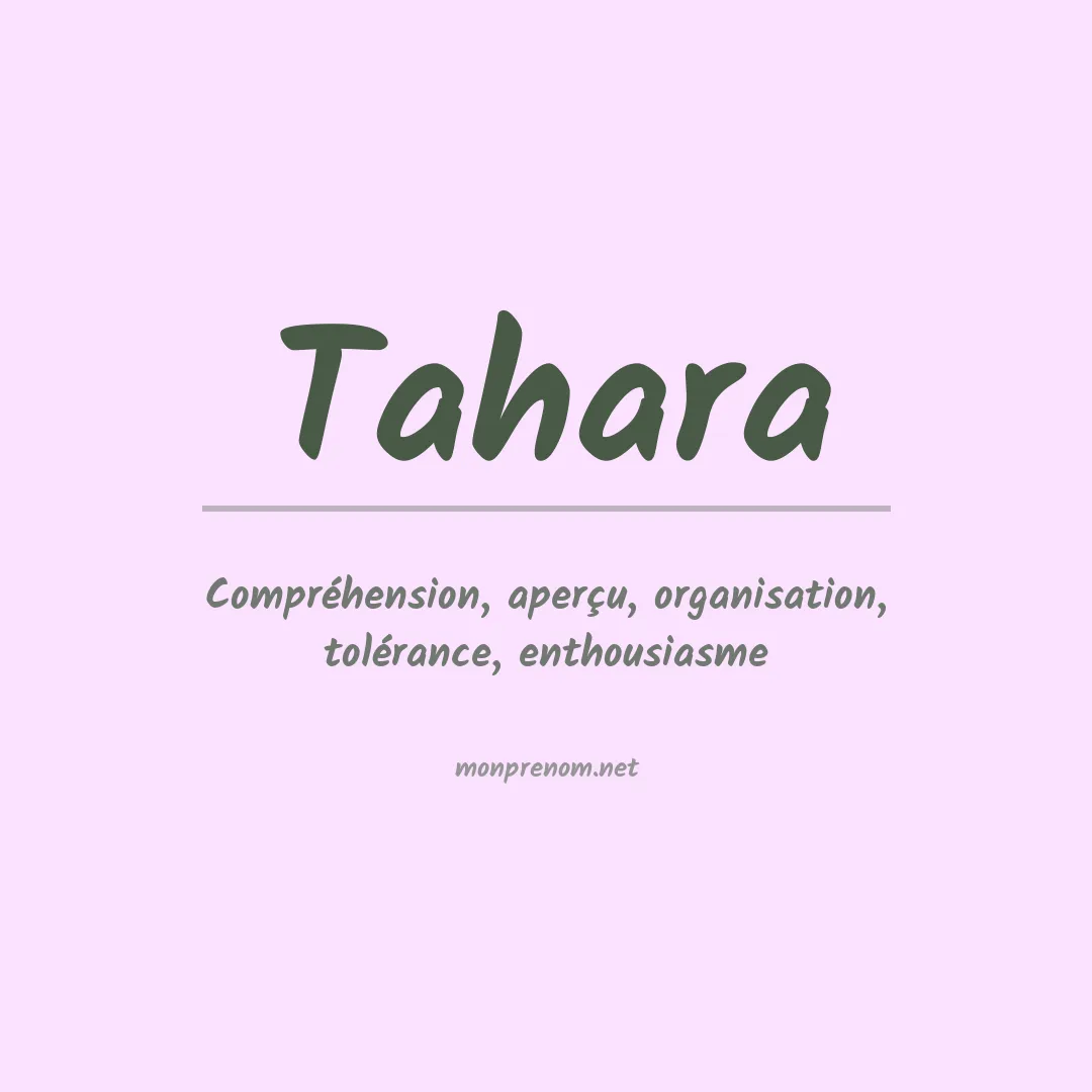 Signification du Prénom Tahara