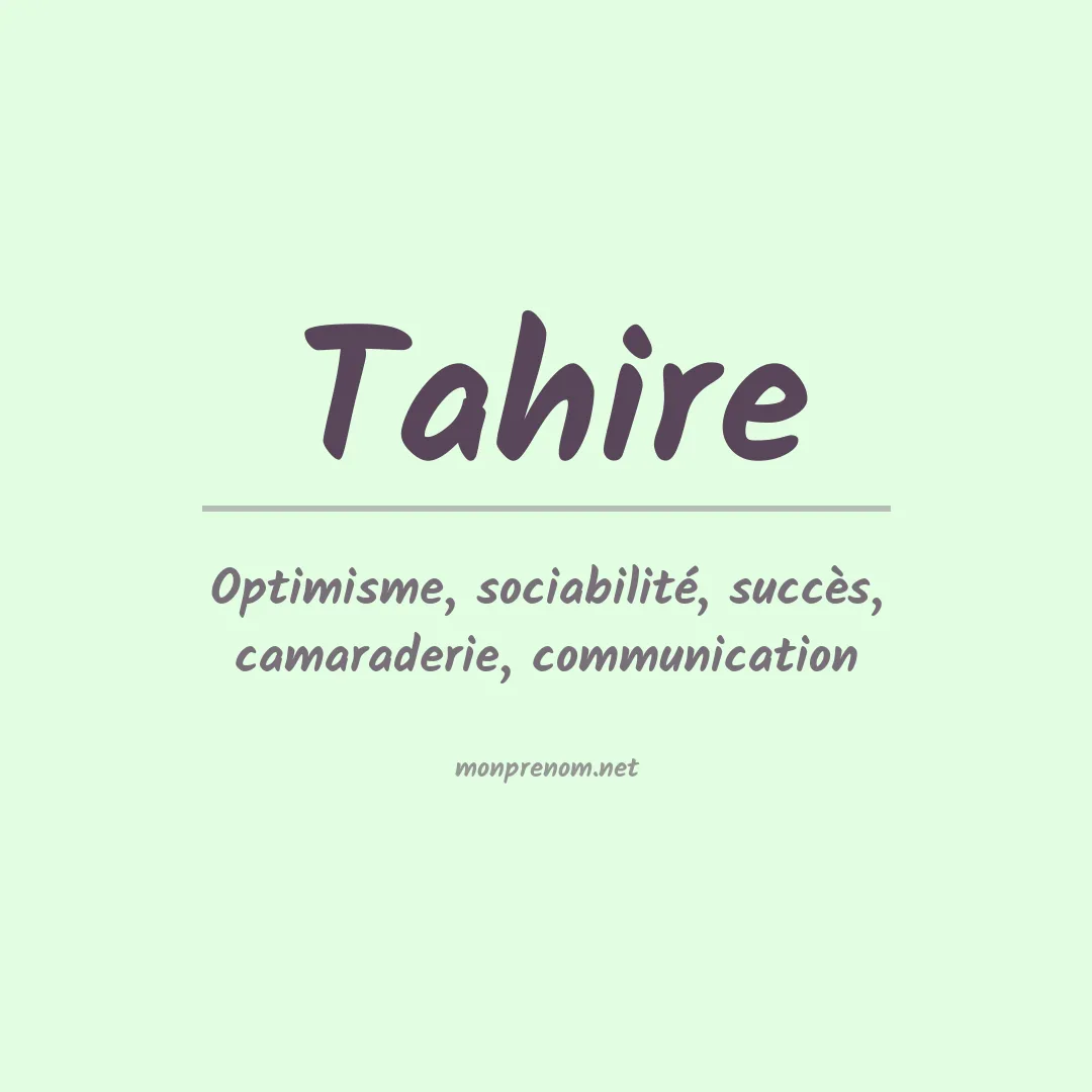 Signification du Prénom Tahire Signification du Prénom Tahire
