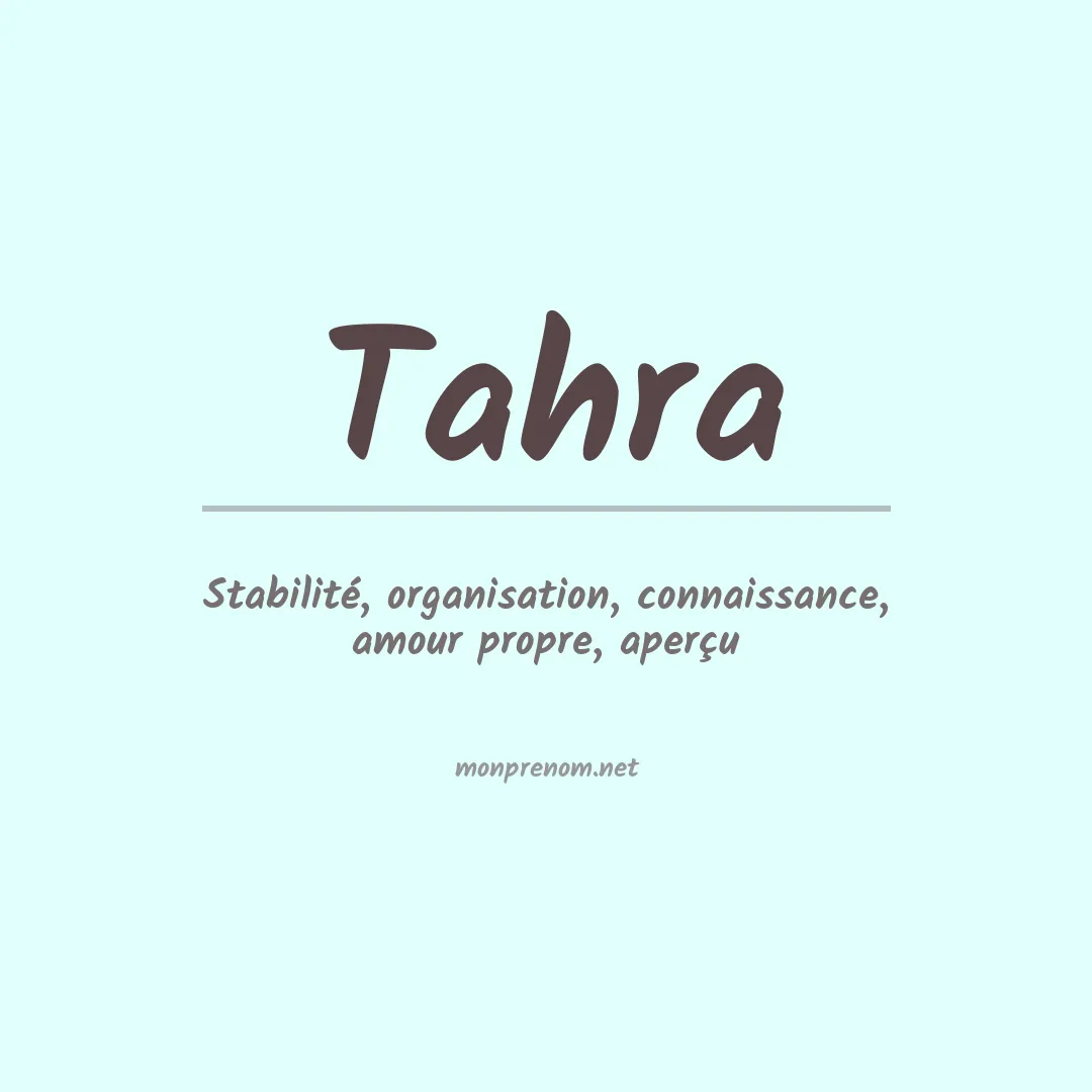 Signification du Prénom Tahra