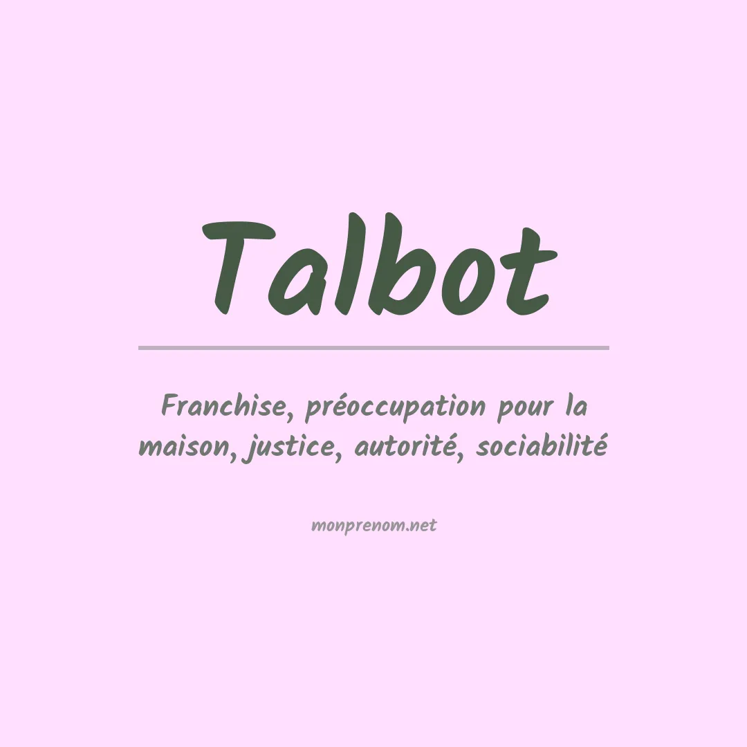 Signification du Prénom Talbot