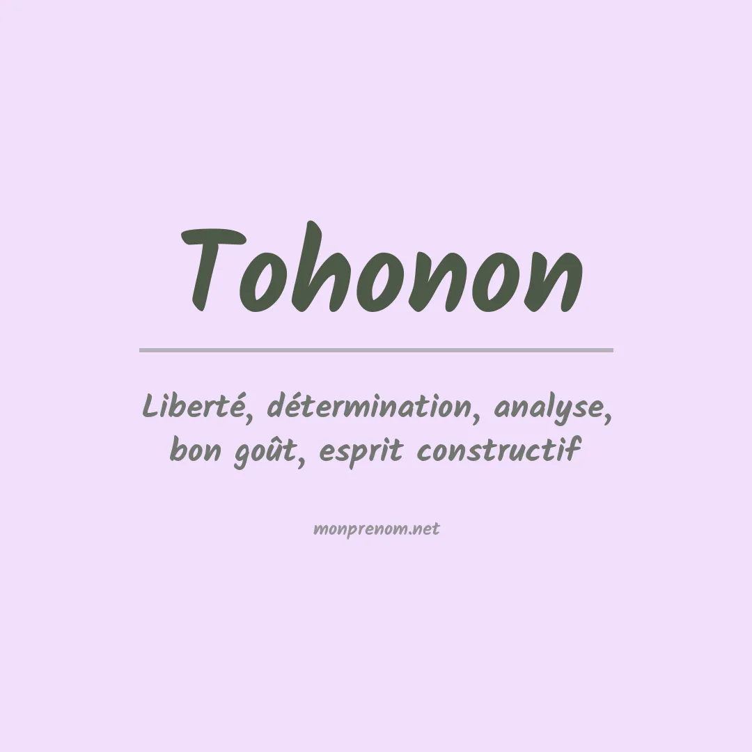Signification du Prénom Tohonon