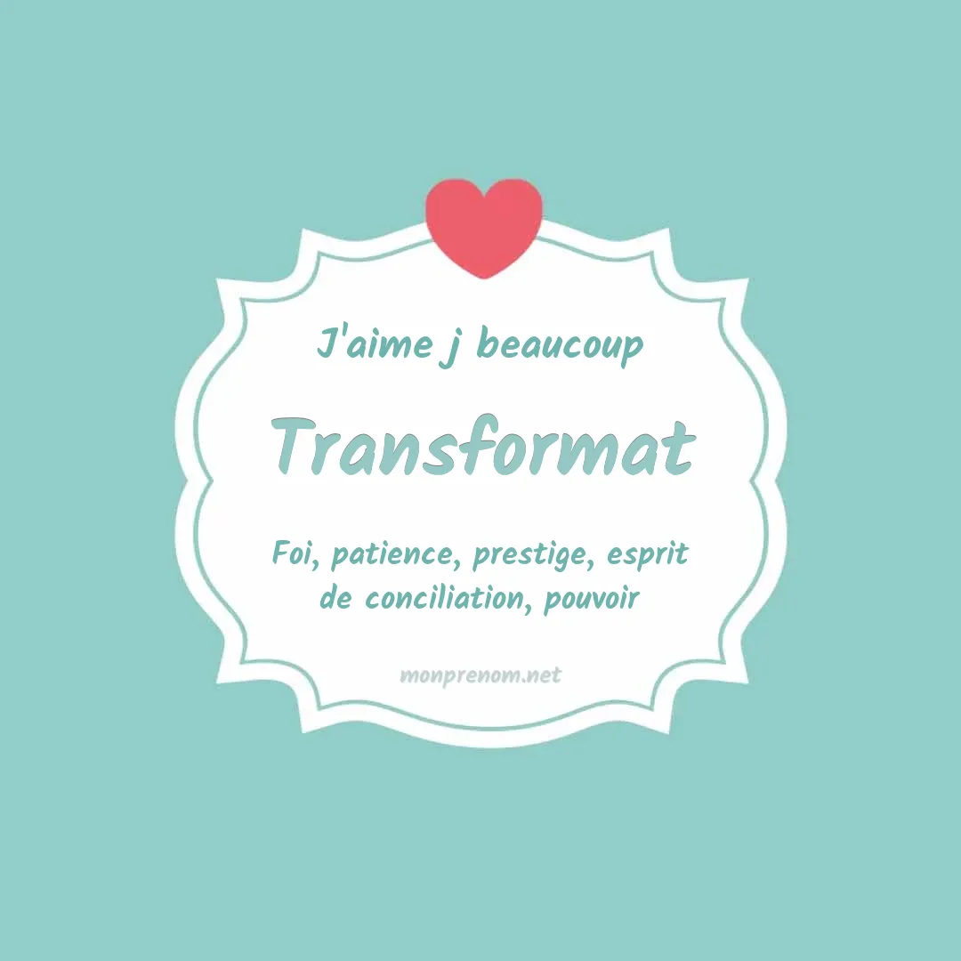j'aime beaucoup Transformat