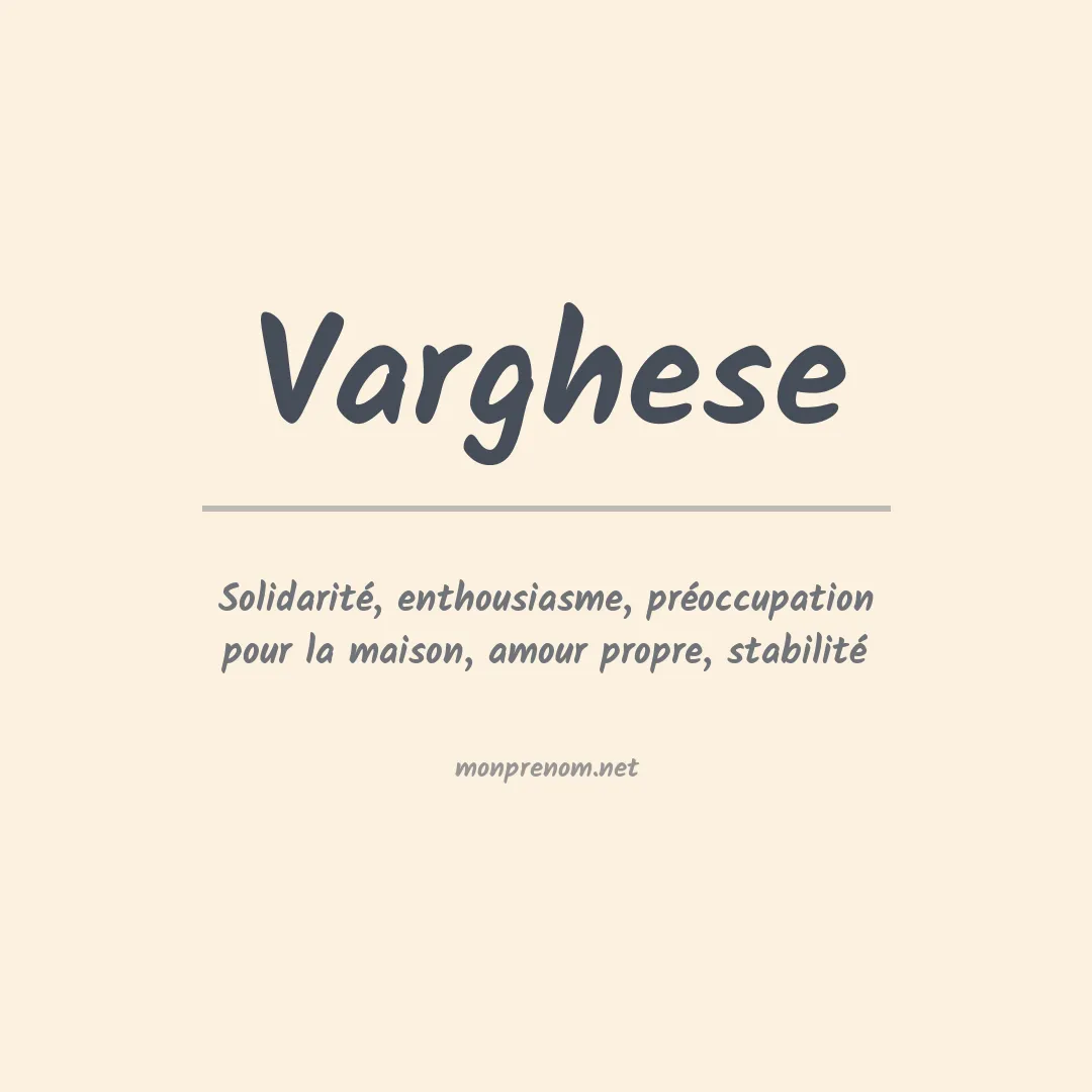 Signification du Prénom Varghese