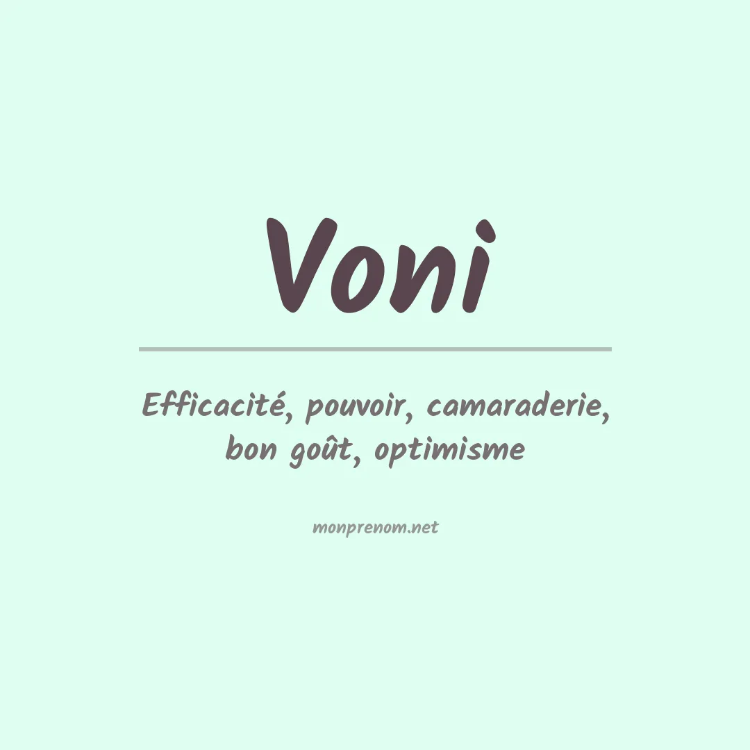 Signification du Prénom Voni Signification du Prénom Voni