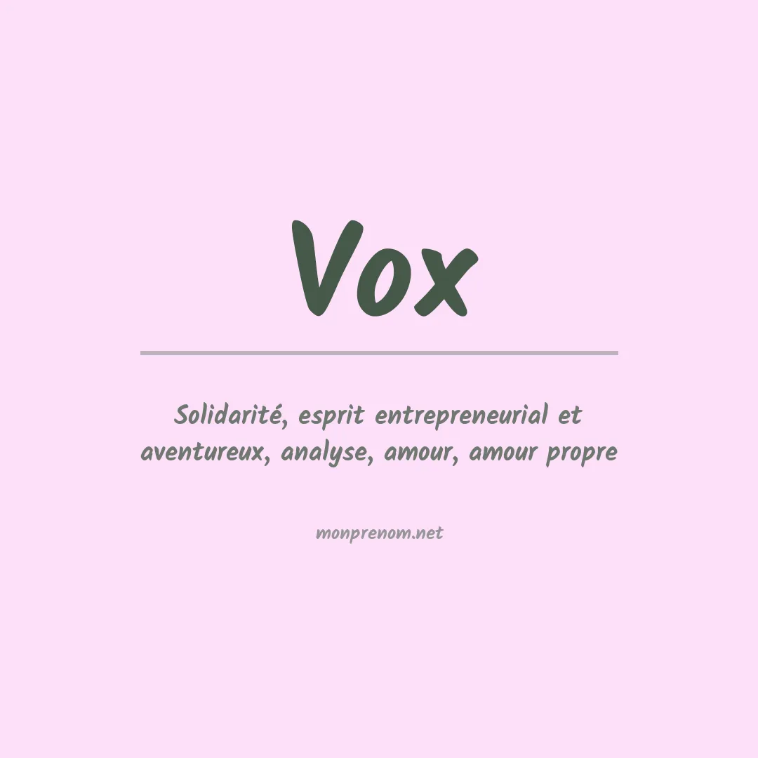 Signification du Prénom Vox Signification du Prénom Vox