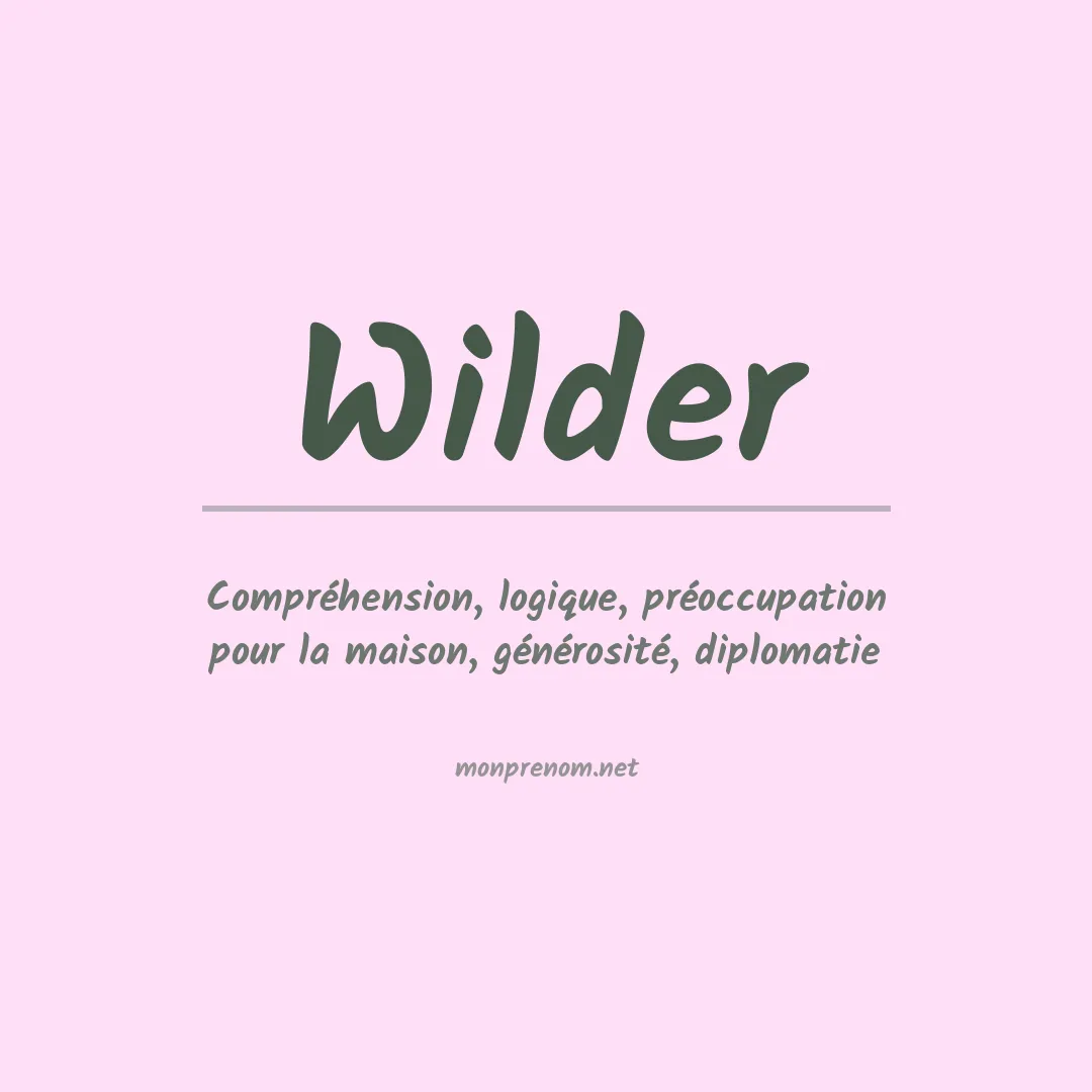 Signification du Prénom Wilder