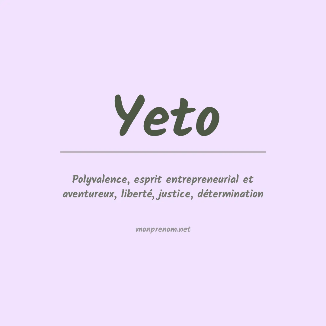 Signification du Prénom Yeto