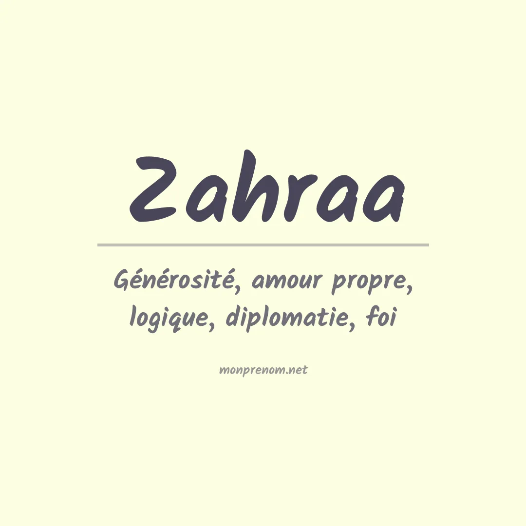 Signification du Prénom Zahraa
