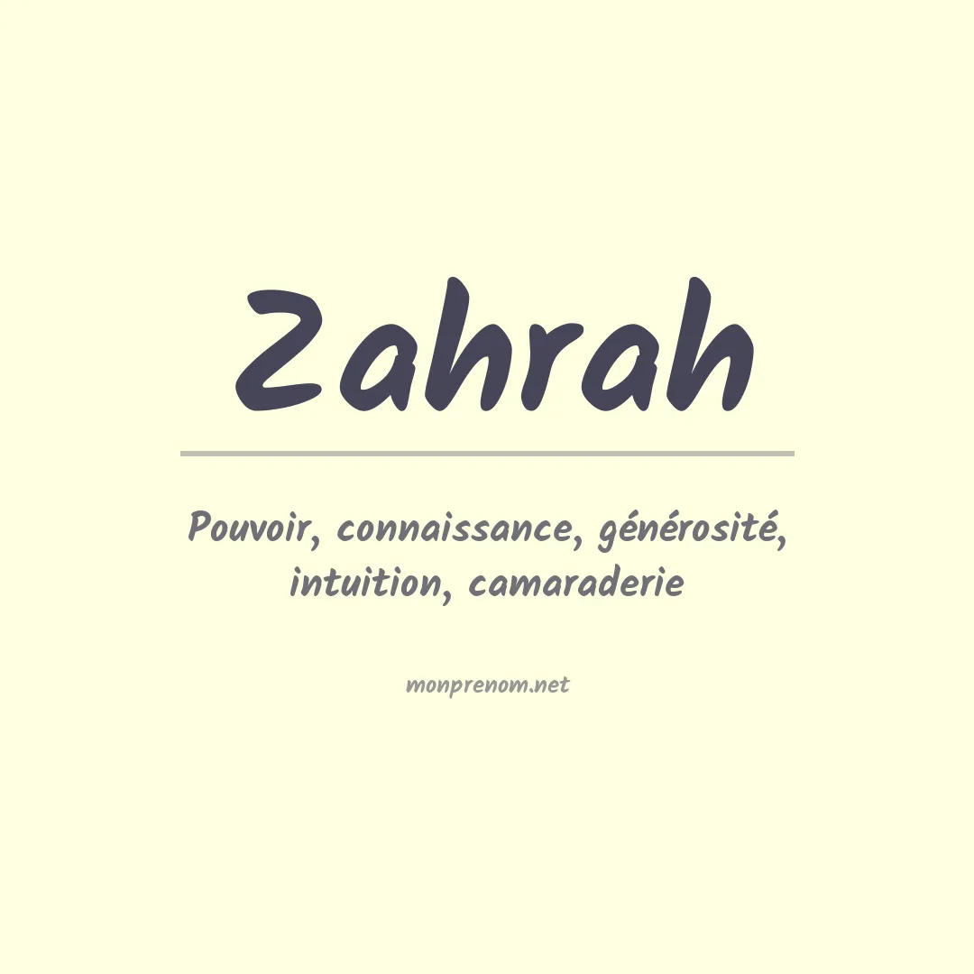 Signification du Prénom Zahrah