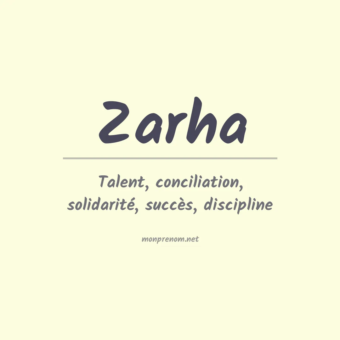 Signification du Prénom Zarha Signification du Prénom Zarha