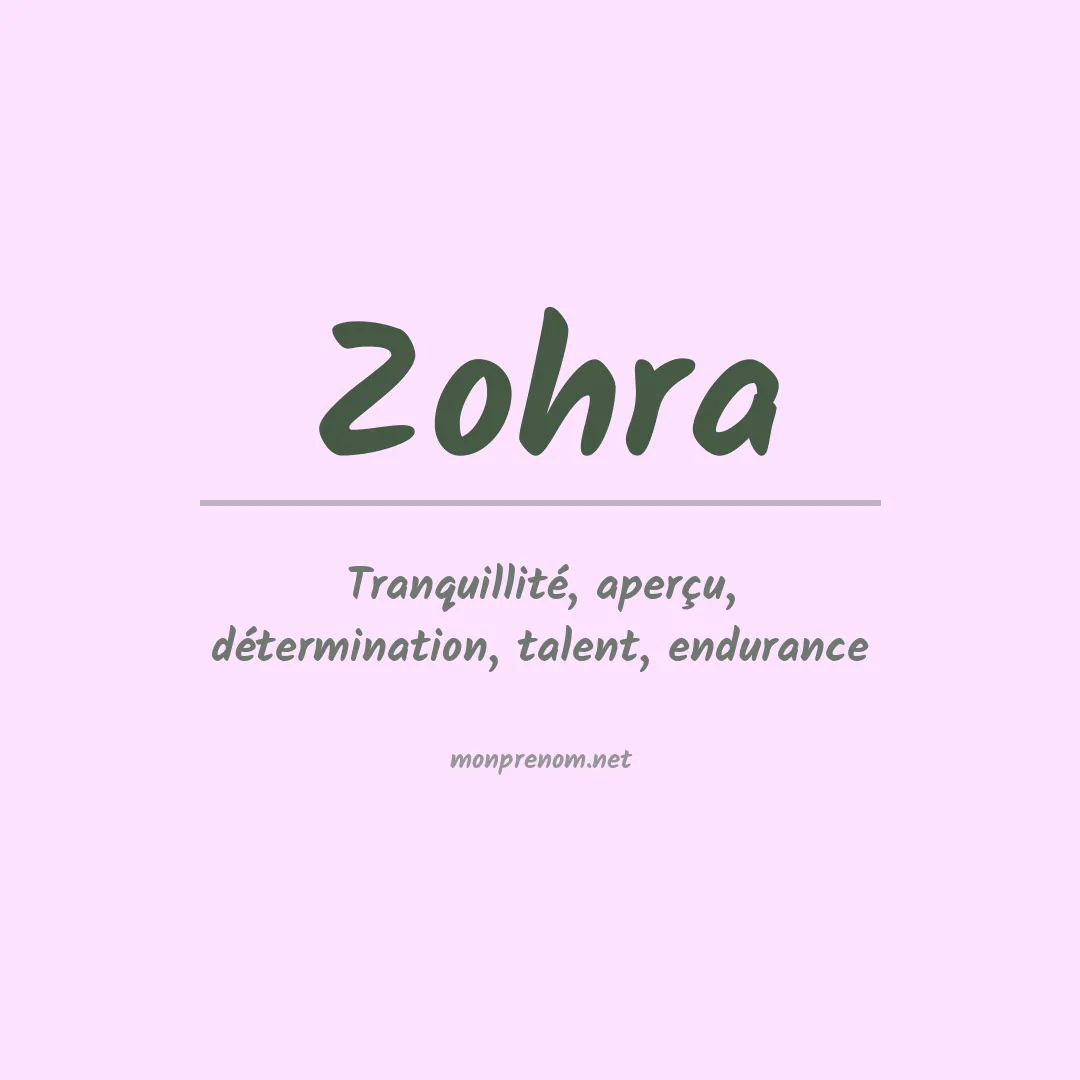 Signification du Prénom Zohra